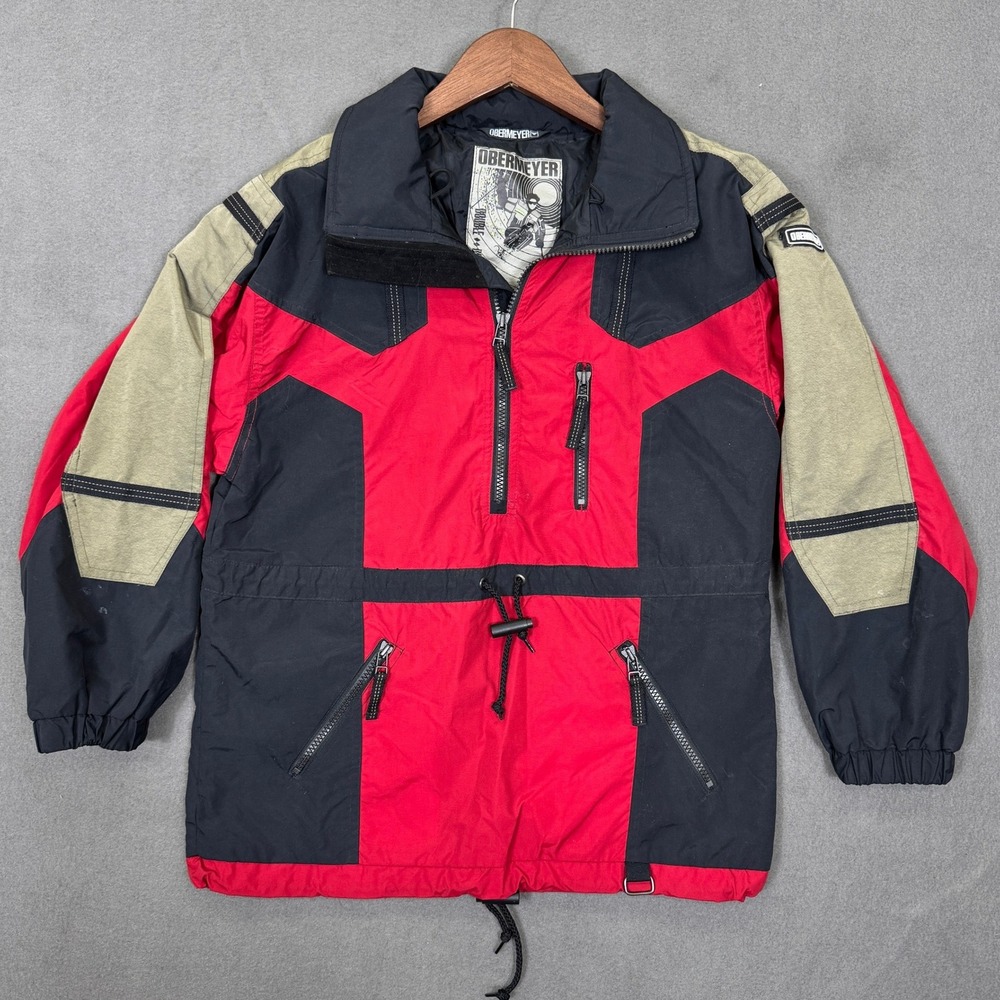 Obermeyer Vertigo Ski Jacket Juniors 12 Red Black Retro Insulated Winter Coat
